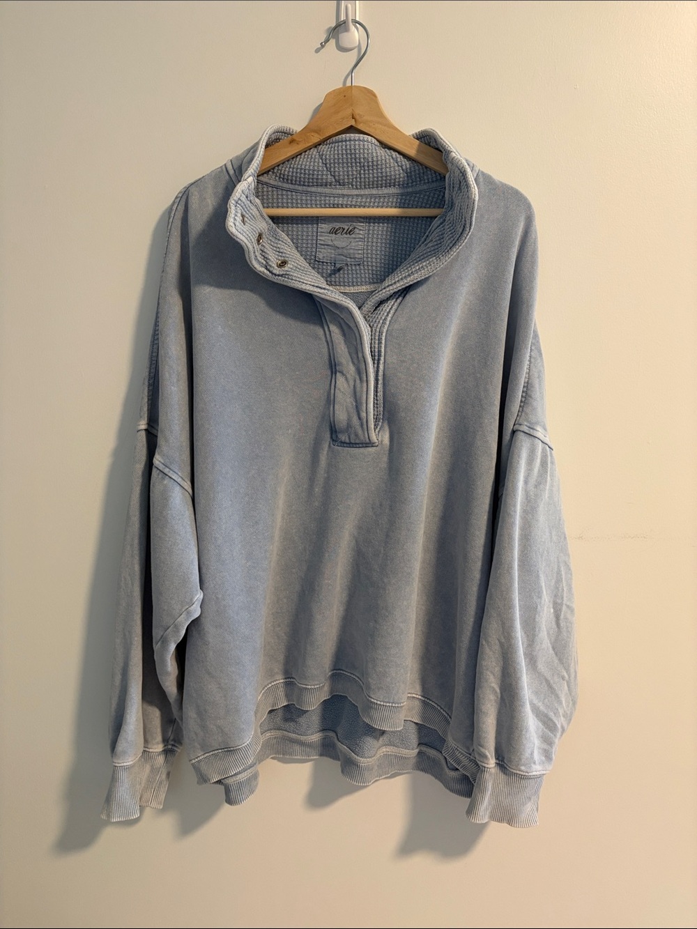 Aerie Light Blue Quarter Snap Sweatshirt